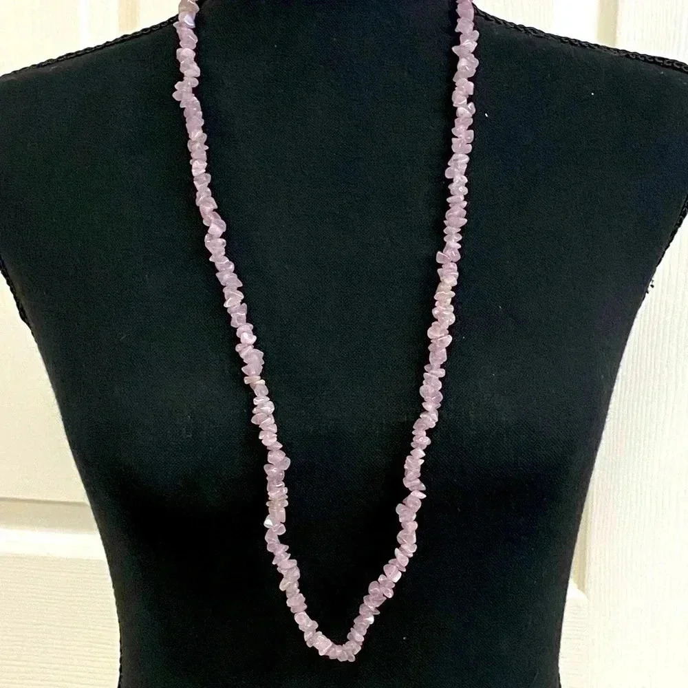 AMETHYST CHIP NECKLACE 34”